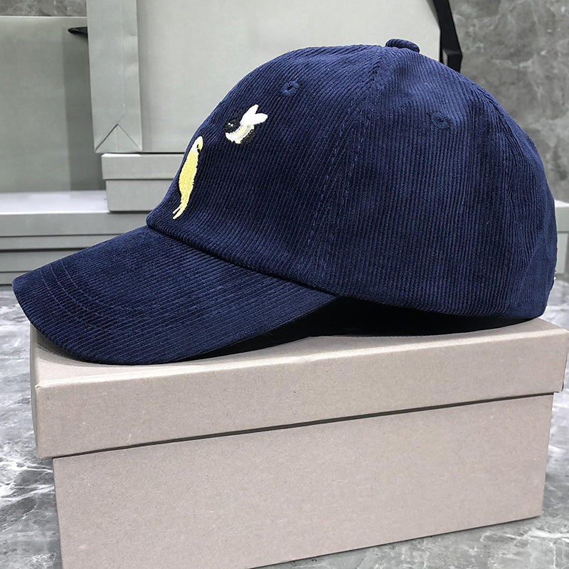 Corduroy Bee and Bird Embroidered Baseball Cap
