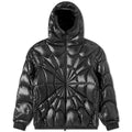 Moncler Black Glossy Hooded Puffer Jacket with Geometric Quilting