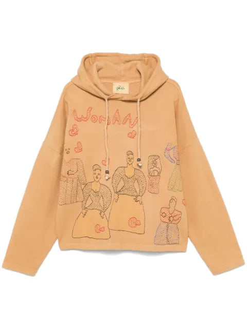 Glass Cypress motif-embroidered hoodie
