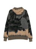 Laneus abstract-pattern knitted hoodie