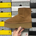 UGG Kallen Platform Ankle Boot – Suede Boot with Shearling Lining, Tonal Seam Panel Detail & Chunky Platform Sole in Chestnut