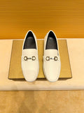Ferragamo White Metal-Accent Loafers