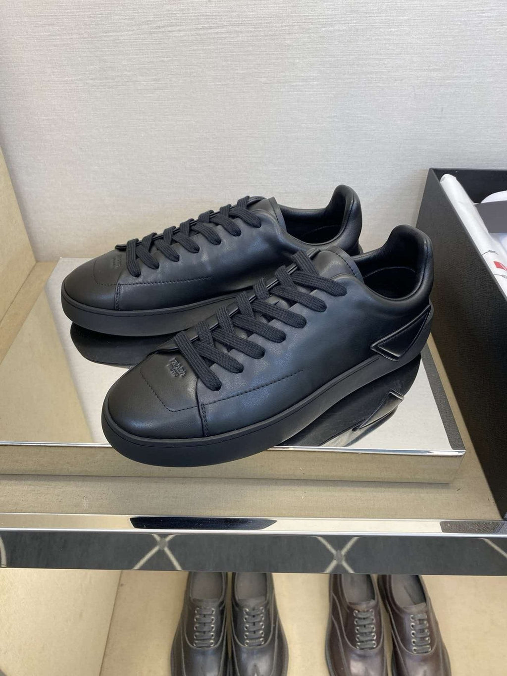 Prada Men's Black Lace-Up Low-Top Sneakers