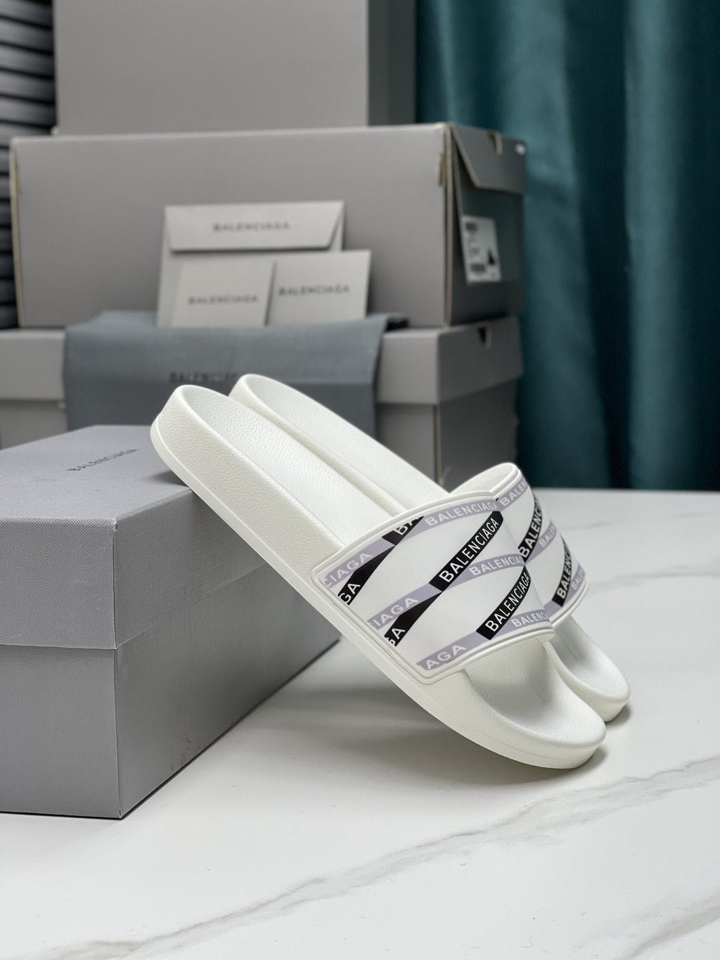 Balenciaga Logo Strap Slide Sandals